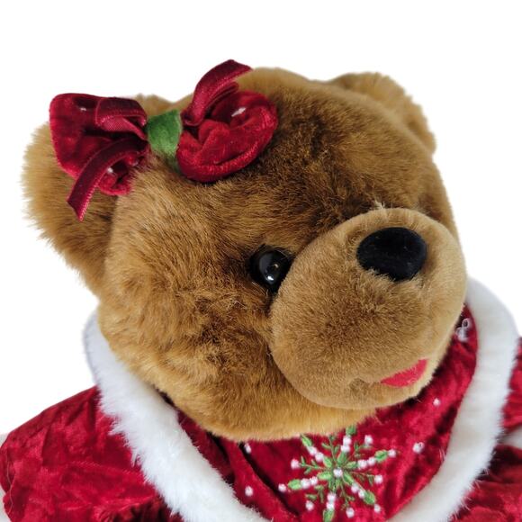 Christmas Bear Plush Set 14" Boy Girl Red Outfit Stuffed Animal Toy Dan Dee 2005 - Picture 5 of 16